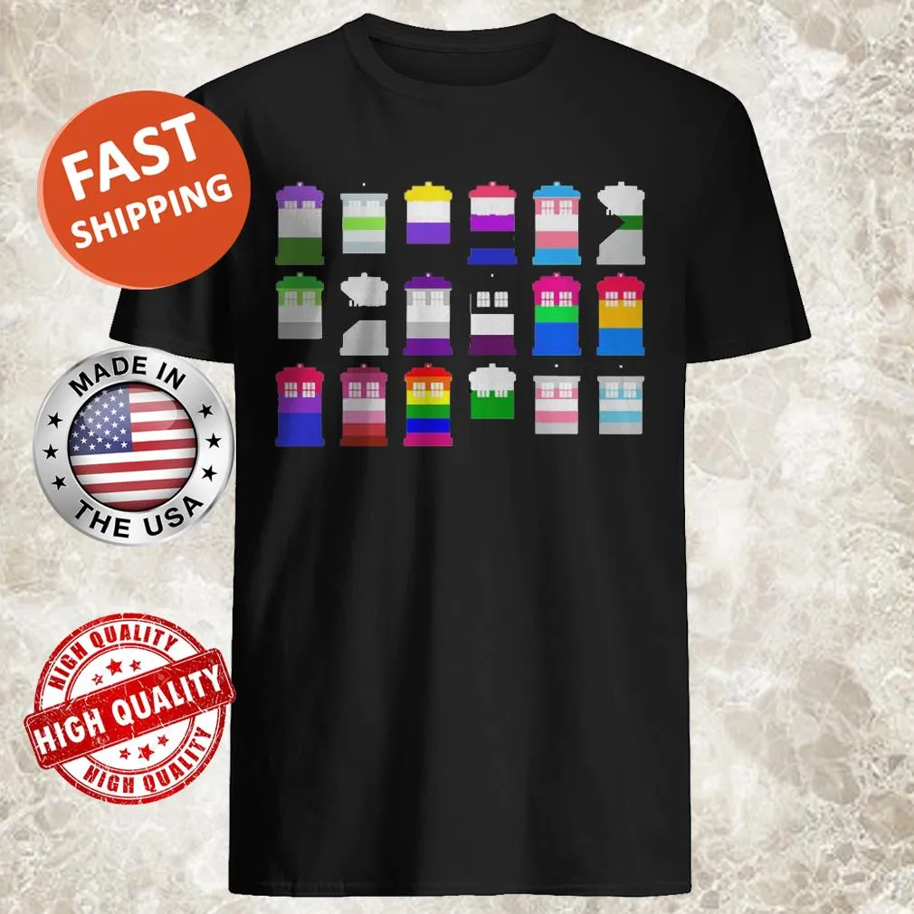 Shirt with bold abstract text 18 BUILDINGS COLD AND HOT COLORS