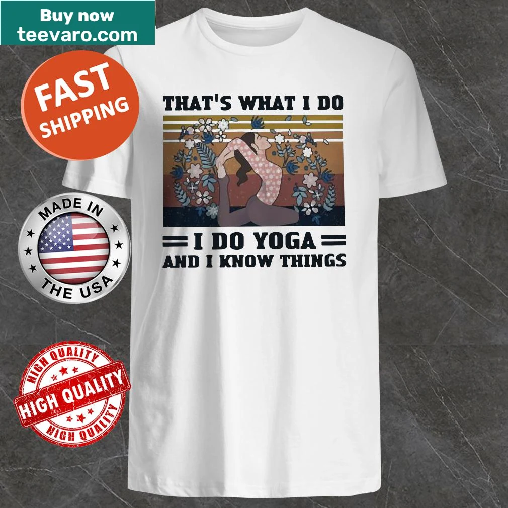 Vintage shirt featuring humorous yoga phrase