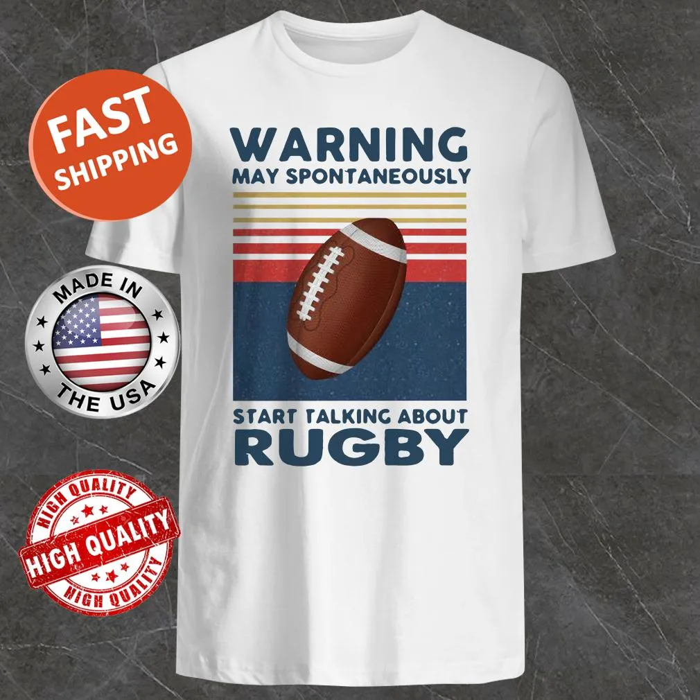 Vintage rugby shirt warning about spontaneous conversation