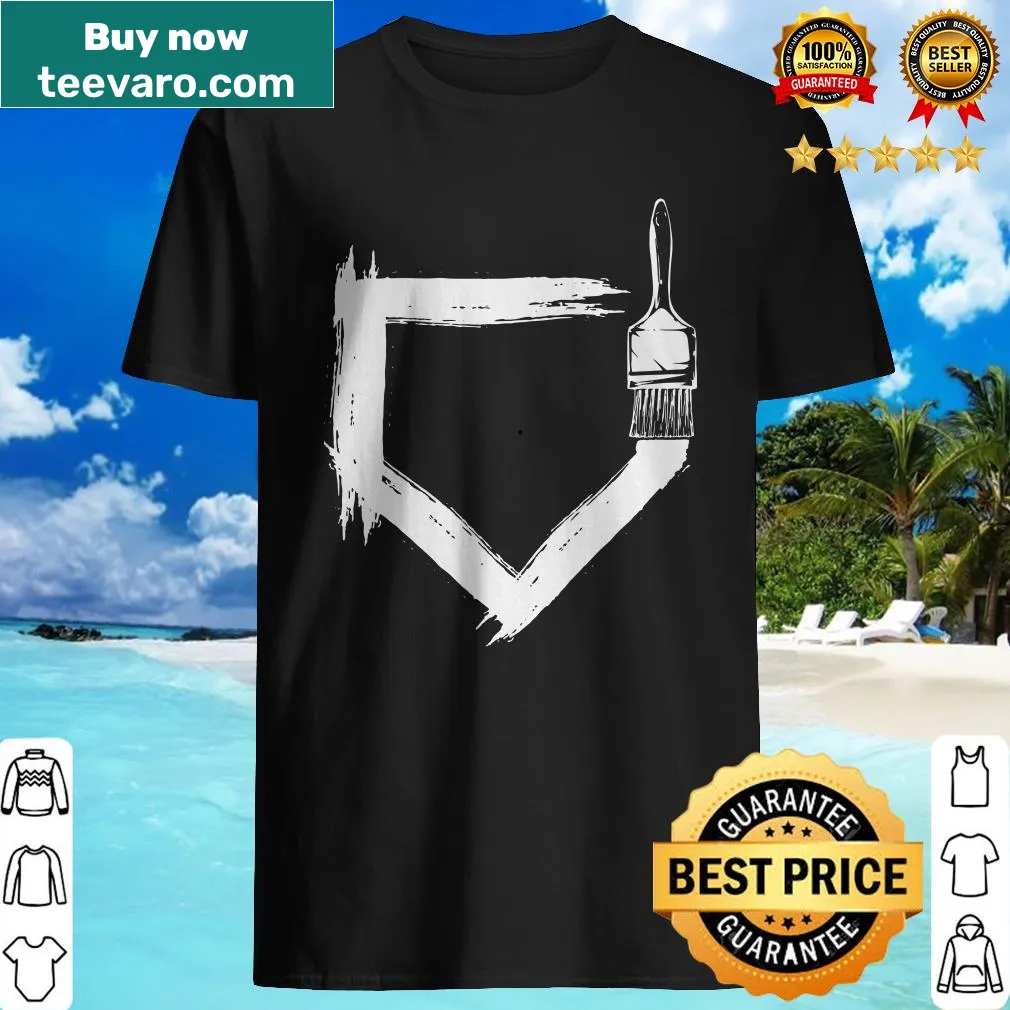 Baseball-themed shirt with player illustrations and sports graphics