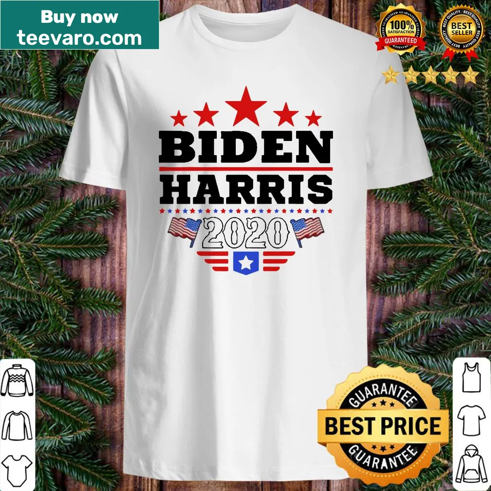Biden Harris 2020 shirt with bold text and imagery