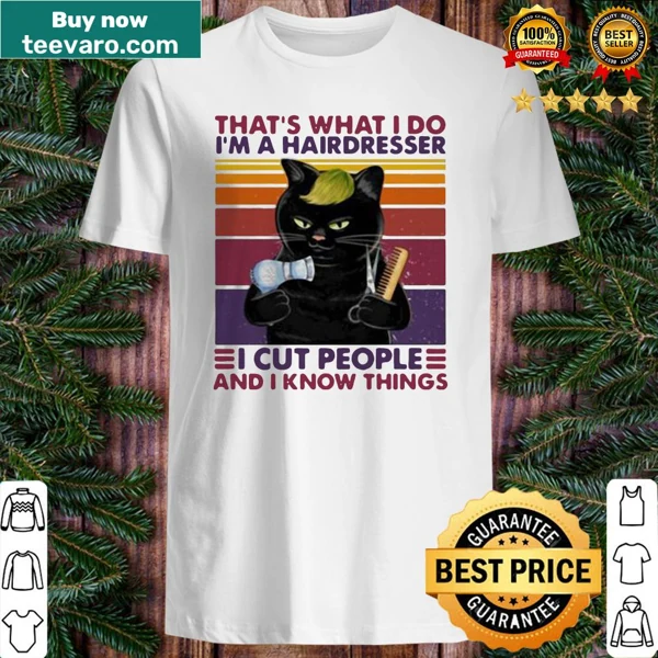 Vintage retro shirt with humorous text for hairdressers and cat lovers.