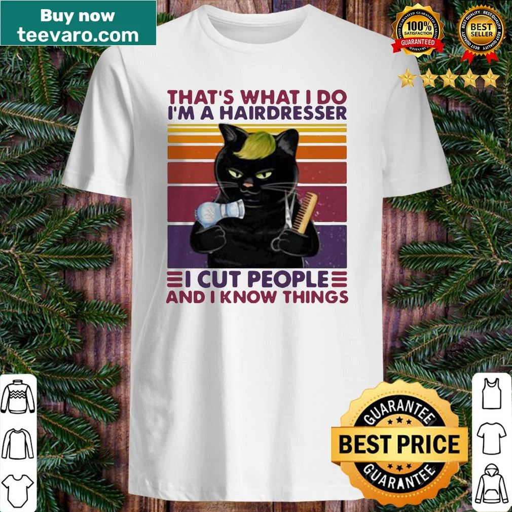 Vintage retro shirt with humorous text for hairdressers and cat lovers.