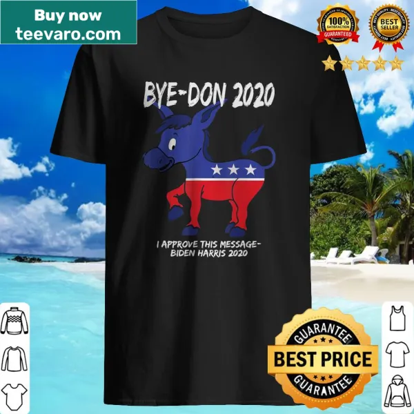 Humorous Bye-Don slogan t-shirt with Democratic donkey graphic