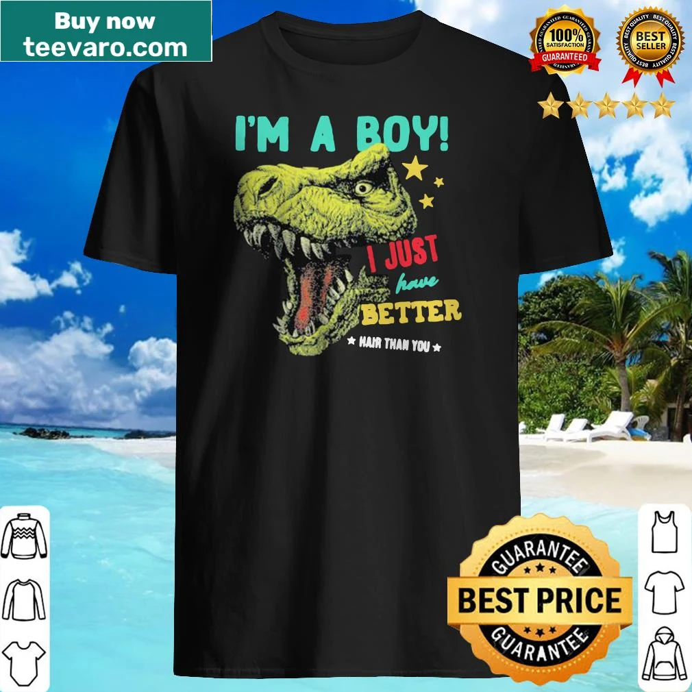 Funny dinosaur graphic with text about better hair