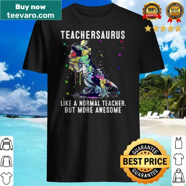 Teacher t-shirt with whimsical Teachersaurus text.