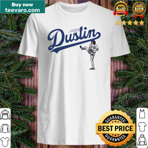 Baseball-themed shirt with 'Dustin May' and Dodgers logo
