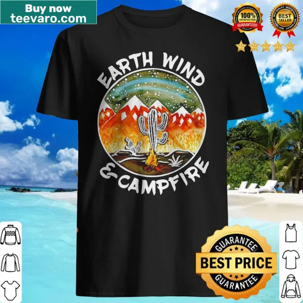 Shirt with playful camping phrase 'Earth Wind E-Campfire'