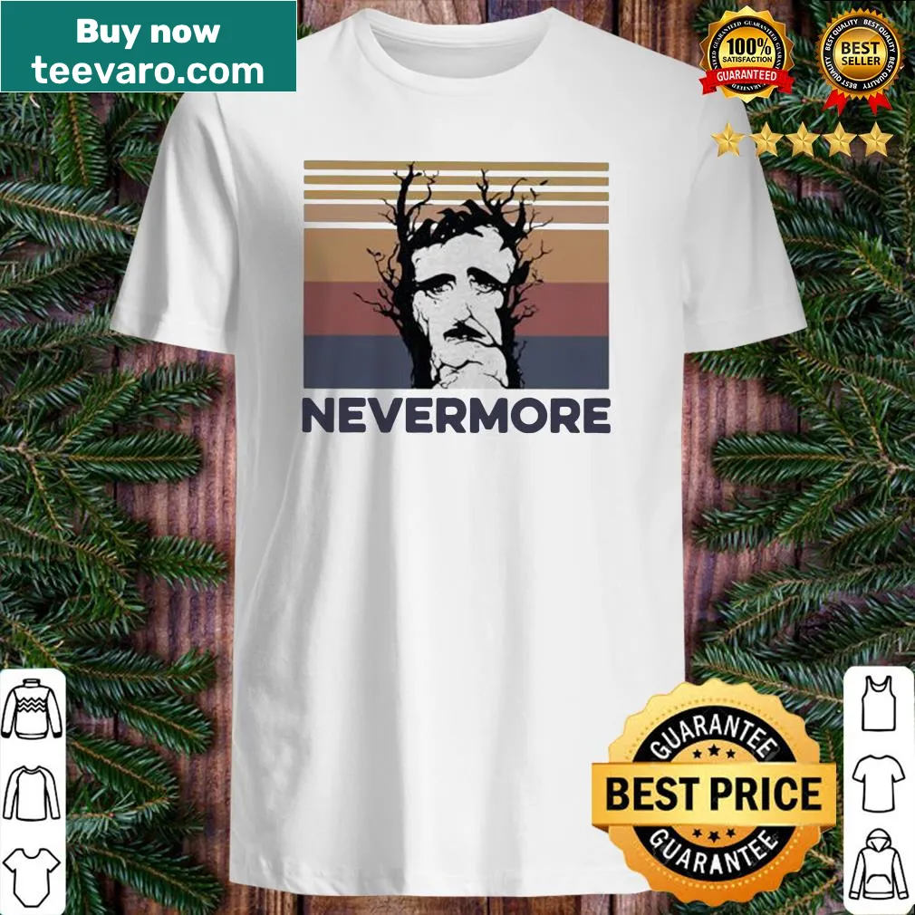 Vintage Edgar Allan Poe t-shirt with 'nevermore' graphic