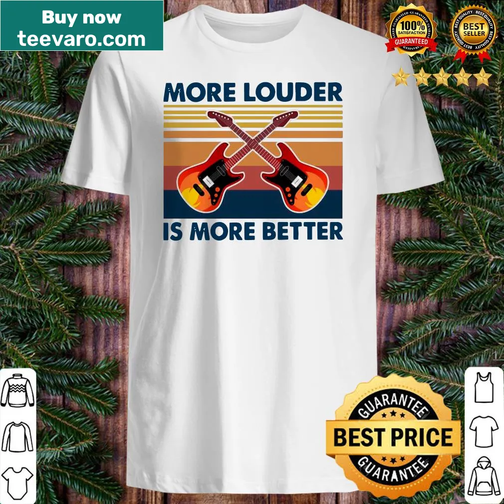 Vintage-style shirt with humorous guitar slogan about volume