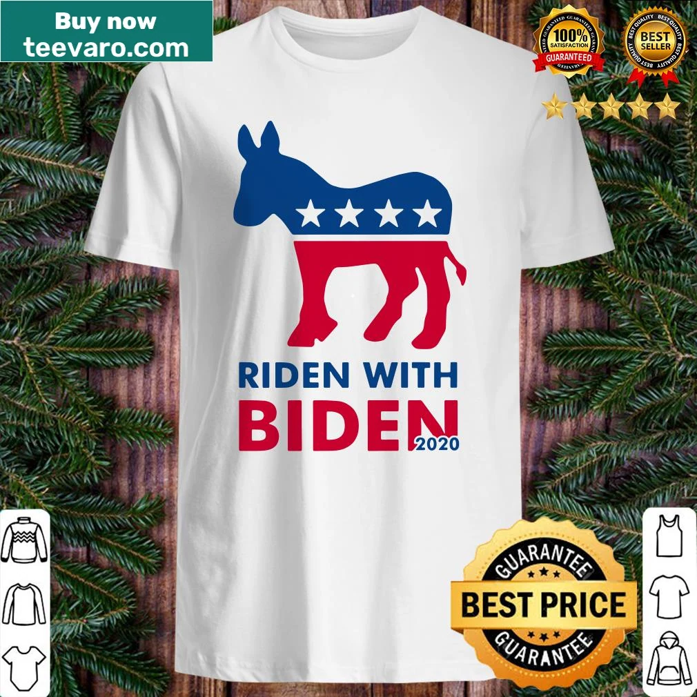 Shirt displaying 'I’m Riden With Joe Biden' with a Democrat donkey