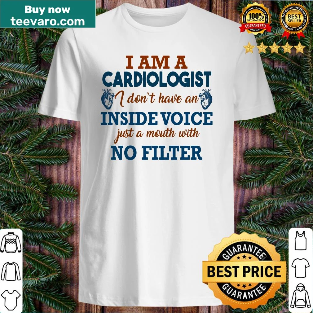 Cardiologist shirt with humorous text on a filterless voice