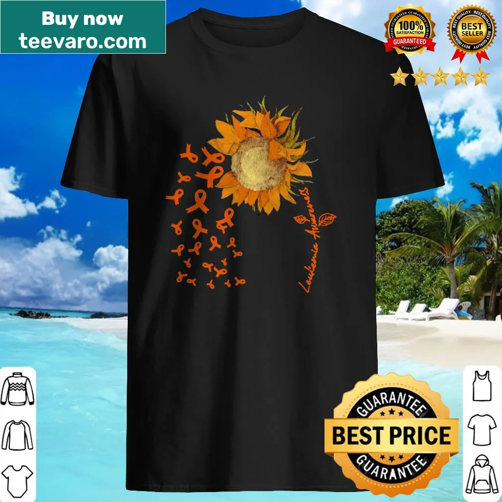 Sunflower ribbon graphic on leukemia awareness shirt