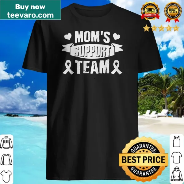 Lung cancer awareness T-shirt with 'Mom's Support Team' graphic