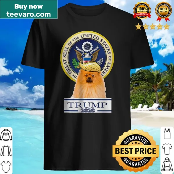Shirt featuring a Pomeranian and text supporting Trump