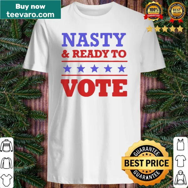 Bold slogan shirt about voting with star graphics