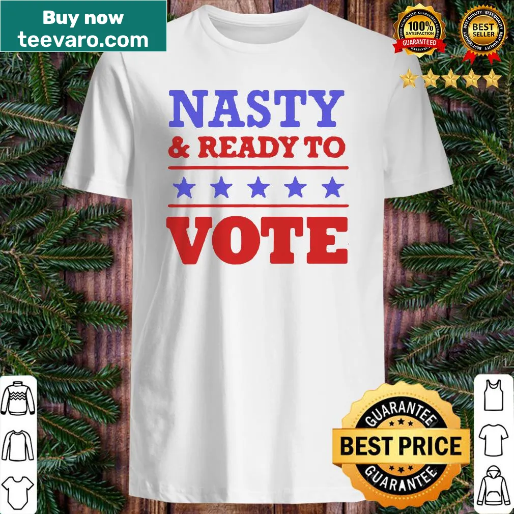 Bold slogan shirt about voting with star graphics