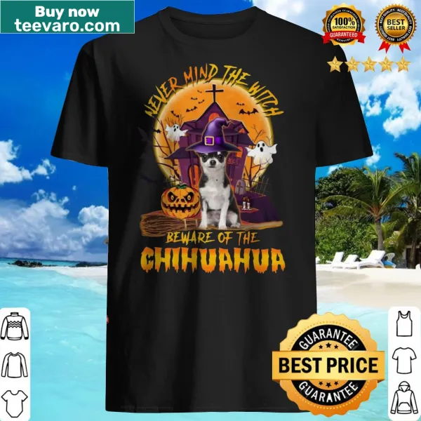 Halloween-themed T-shirt with Chihuahua and moon graphic