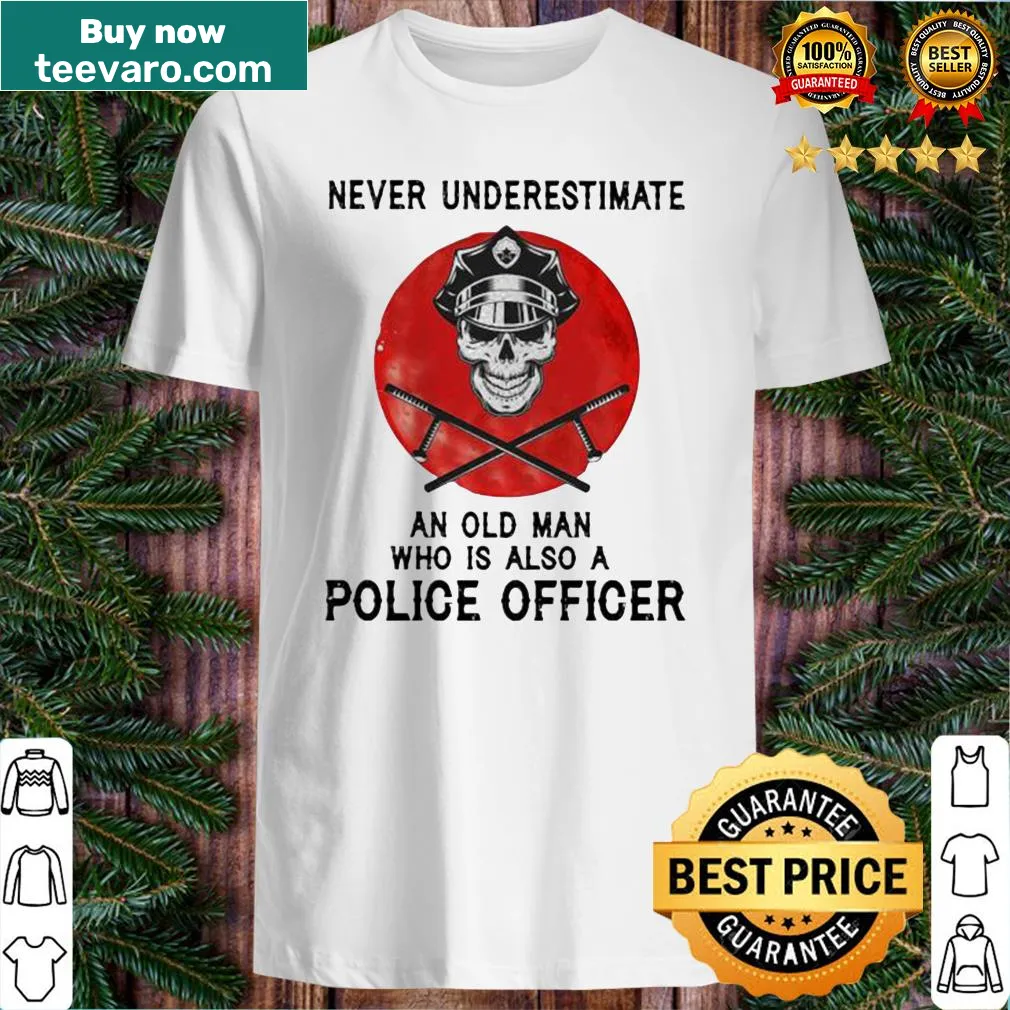 Police officer shirt with skull design and bold text