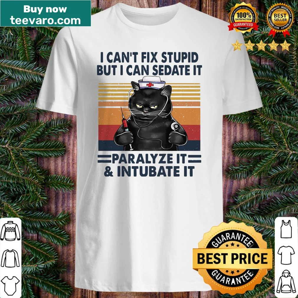Vintage shirt for nurses with humorous quote and black cat