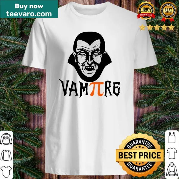 Illustrated vampire head design on a shirt.