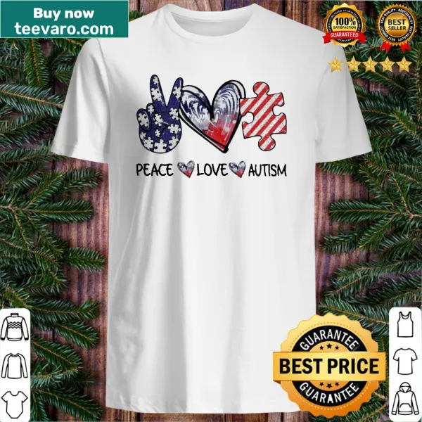 Diamond graphic shirt with Peace Love Autism message