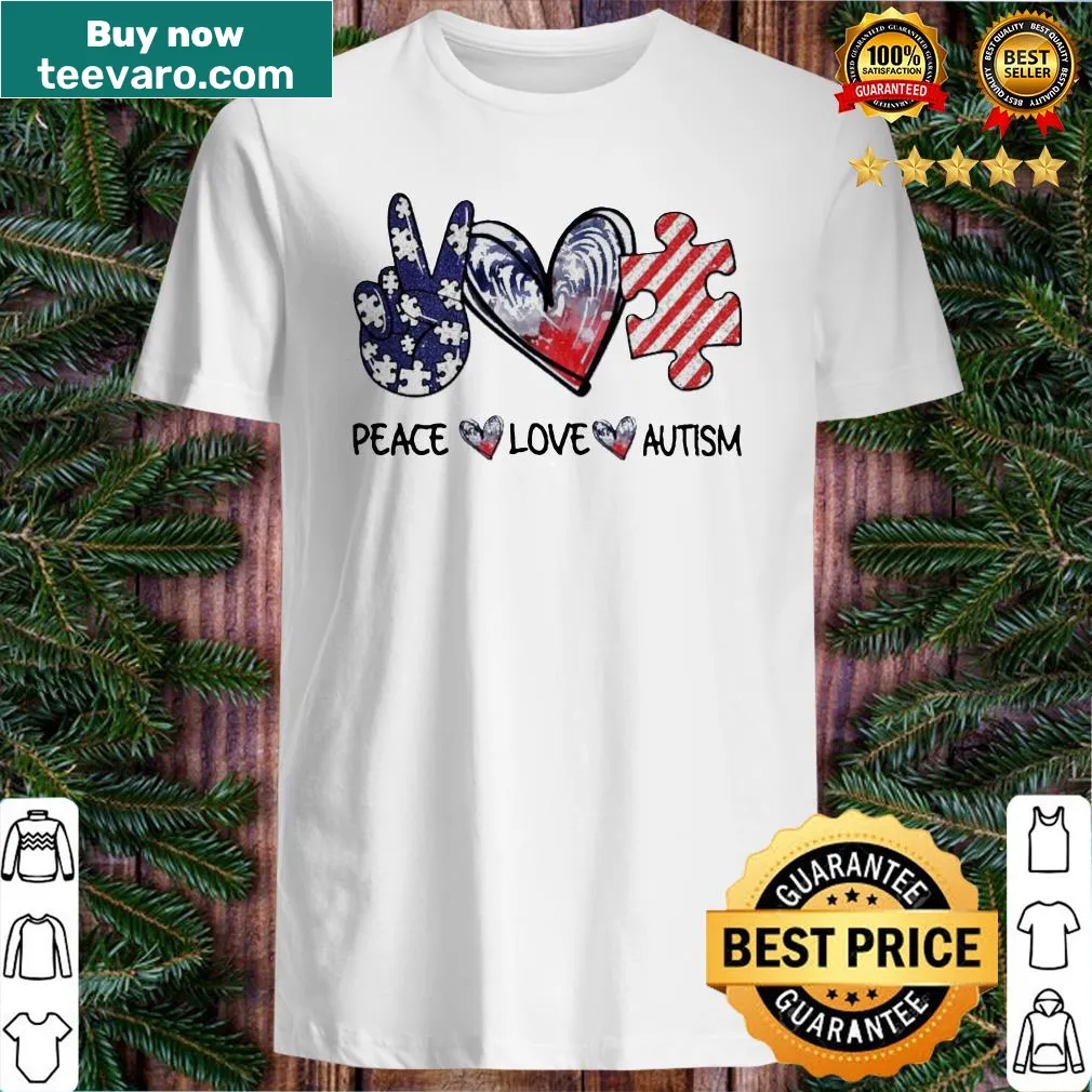 Diamond graphic shirt with Peace Love Autism message