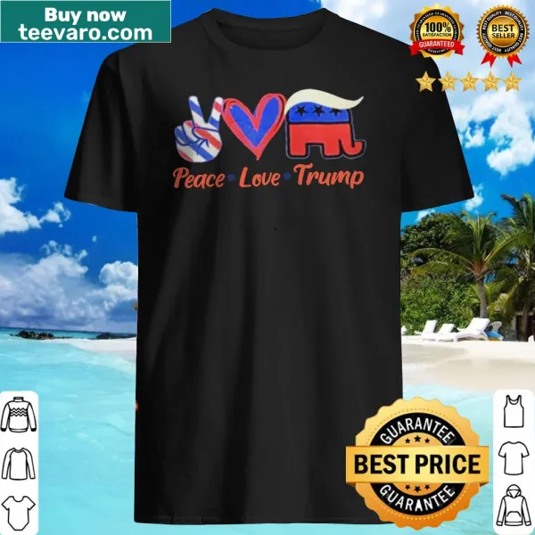 Patriotic shirt with American flag and text Peace Love Trump
