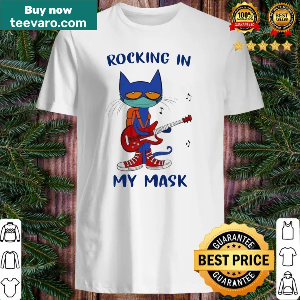 Pete the Cat rocking out in a mask on a t-shirt