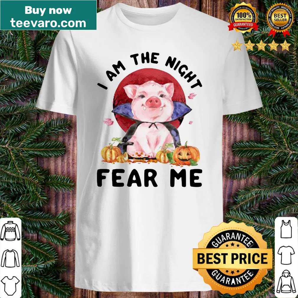 Illustration of a pig witch with sunset and text