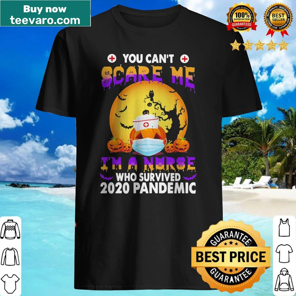 Humorous nurse shirt with pumpkin graphic and funny text about surviving 2020