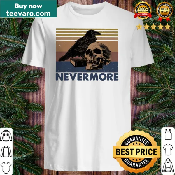 Vintage shirt with a raven skull design and Nevermore text