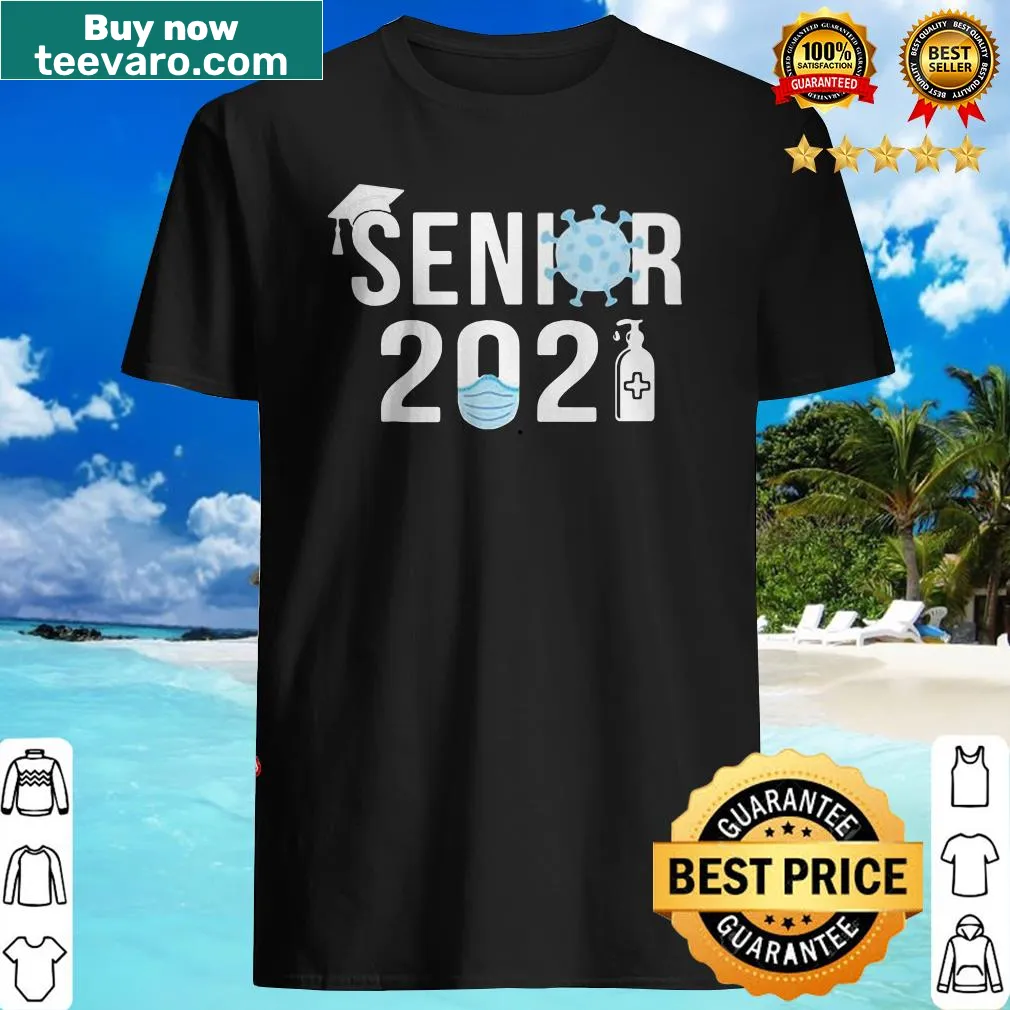 Graduation shirt for seniors featuring mask and hand sanitizer graphics