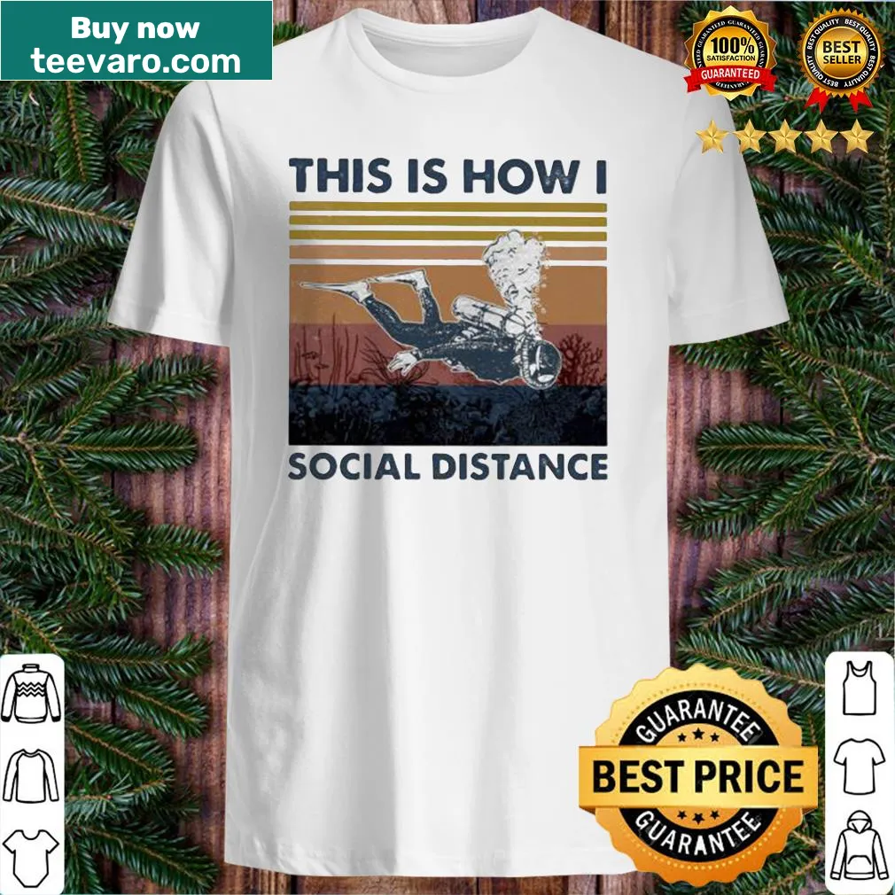Vintage scuba diving shirt with humorous social distancing text
