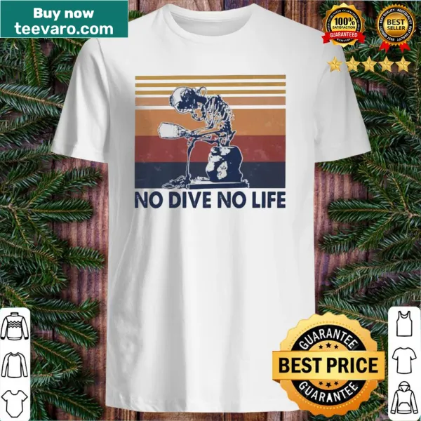 Vintage diving shirt with skull and diving slogan