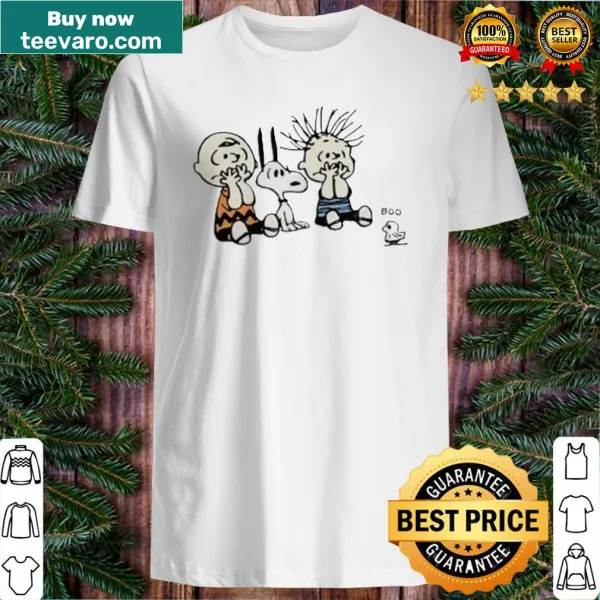 Halloween shirt featuring Snoopy, Charlie Brown, and Linus van Pelt