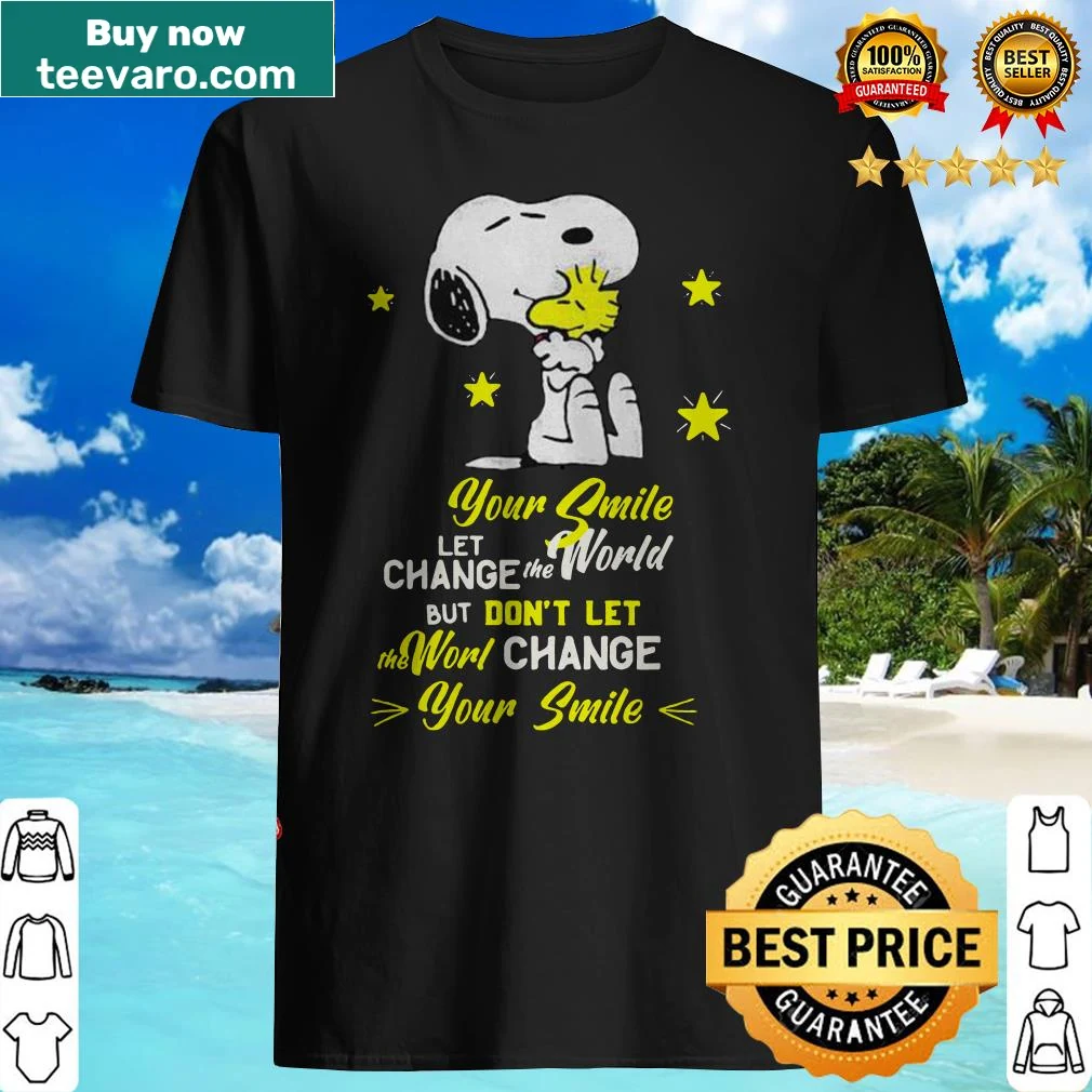 Snoopy and Woodstock shirt with positive message about smiles