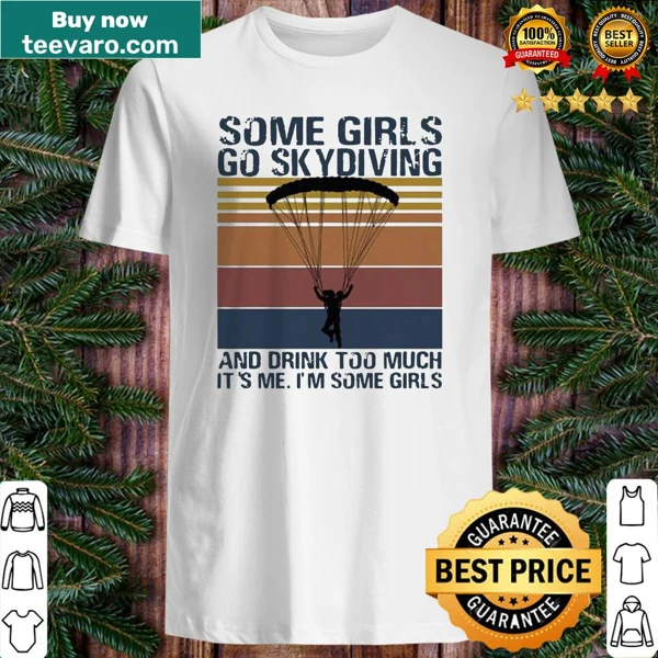 Vintage retro shirt with a humorous skydiving and drinking phrase