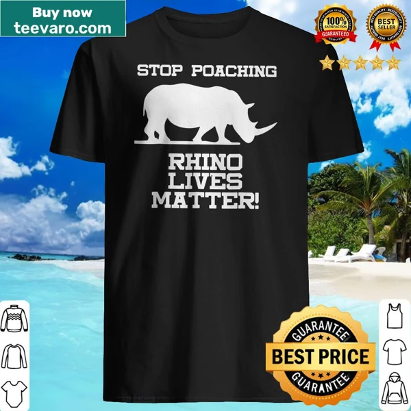 Rhino shirt with anti-poaching message in bold text