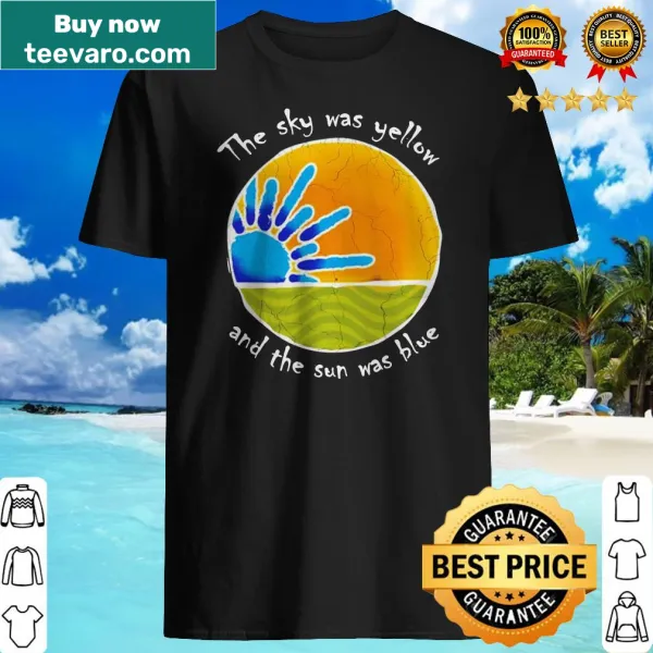 Whimsical shirt featuring abstract text about sky and sun