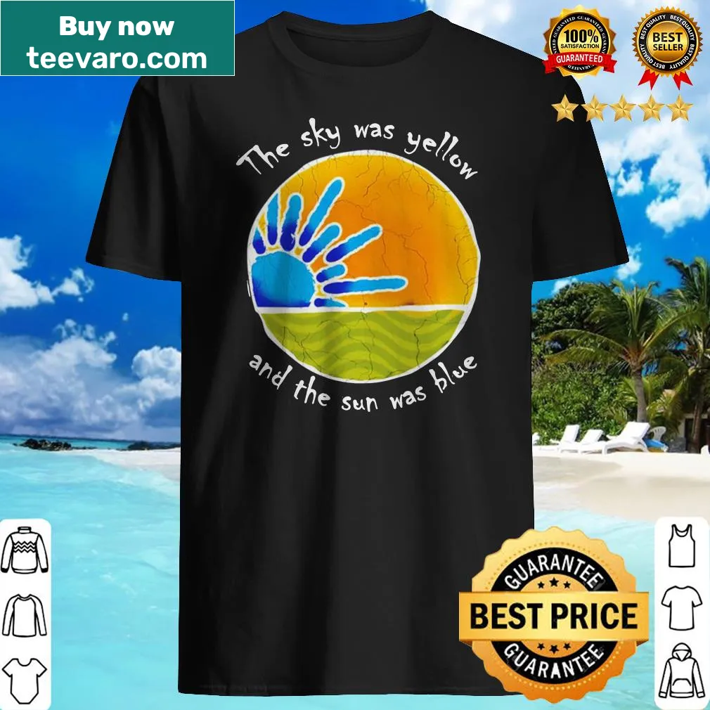 Whimsical shirt featuring abstract text about sky and sun