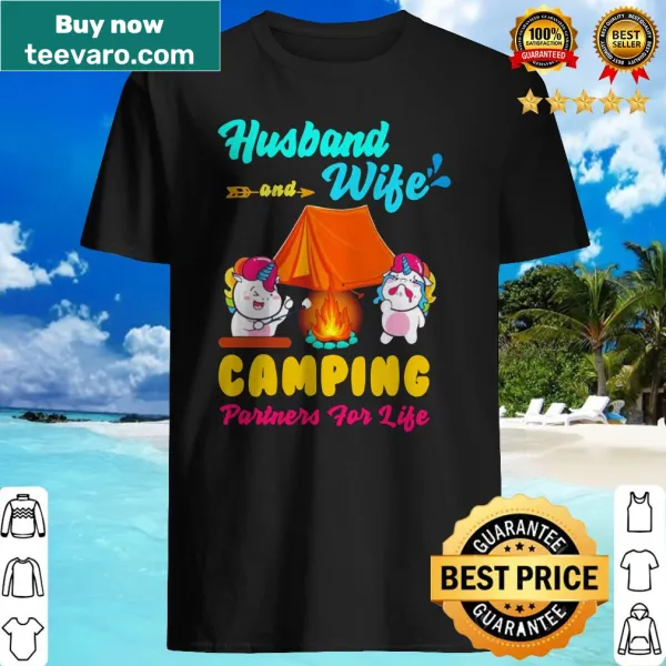 Couple camping unicorn graphic with sentimental text