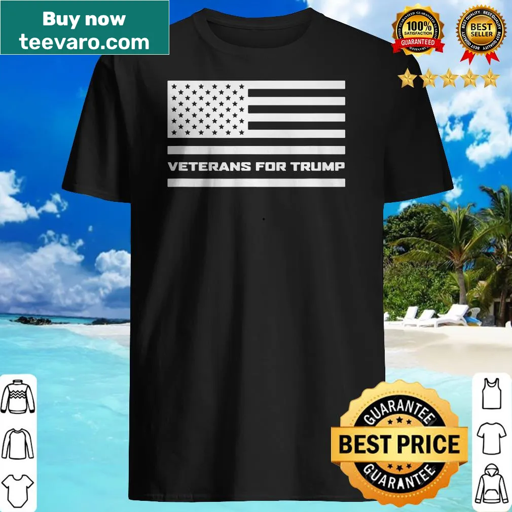 Veterans For Trump shirt featuring a white horizontal flag design