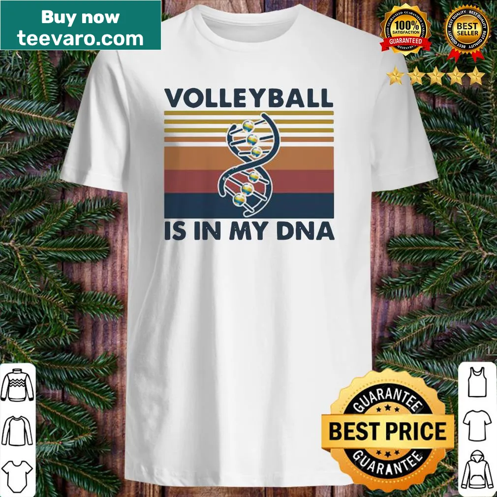 Vintage retro shirt stating Volleyball is in my DNA