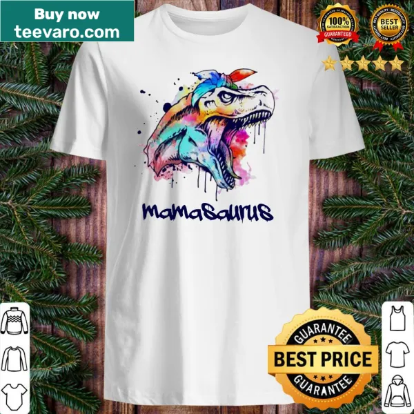 Whimsical watercolor shirt featuring a cute mamasaurus dinosaur