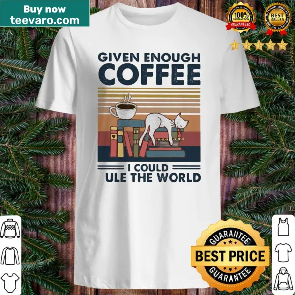 Vintage shirt featuring a white cat with a coffee slogan.