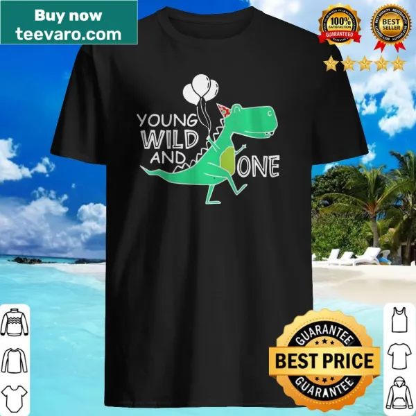 Cute dinosaur illustration shirt for a child's first birthday