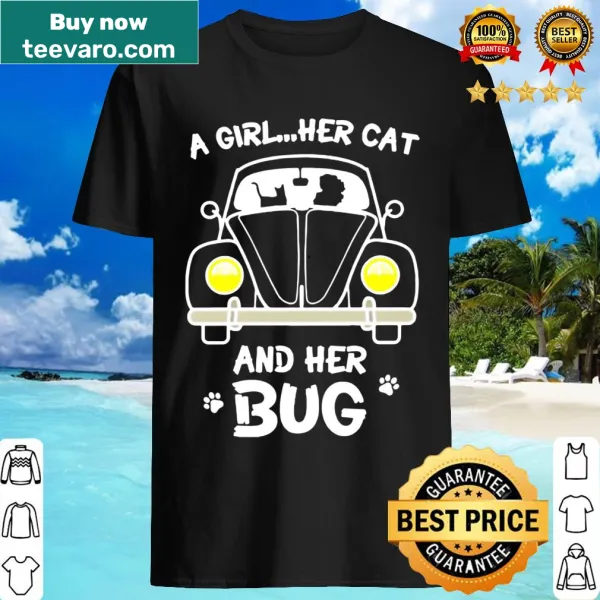 Illustration of a girl with her cat and a bug