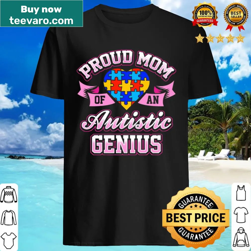 Back design of a proud mom shirt for autism awareness.