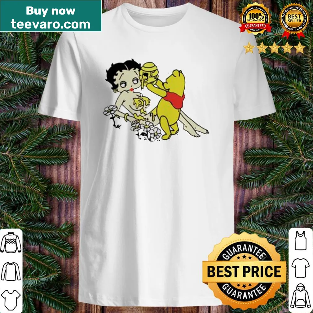 Playful Betty Boop and Winnie the Pooh graphic shirt